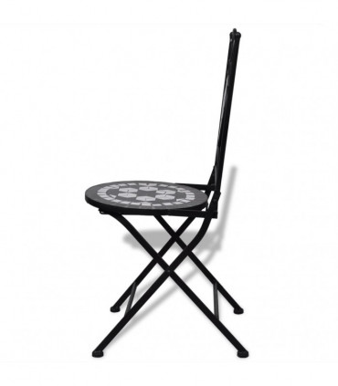 Folding Bistro Chairs 2 pcs Ceramic Black and White