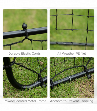 HOMCOM Rebounder Net Goal for Kids Adults Baseball Football Training Black