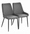 Dining Chairs Set Of 2 Grey PU Leather Metal Frame Quilted Back 89x49x60cm
