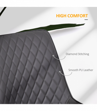 Dining Chairs Set Of 2 Grey PU Leather Metal Frame Quilted Back 89x49x60cm