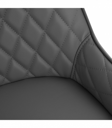 Dining Chairs Set Of 2 Grey PU Leather Metal Frame Quilted Back 89x49x60cm
