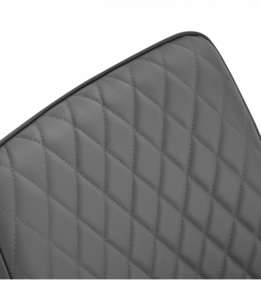 Dining Chairs Set Of 2 Grey PU Leather Metal Frame Quilted Back 89x49x60cm