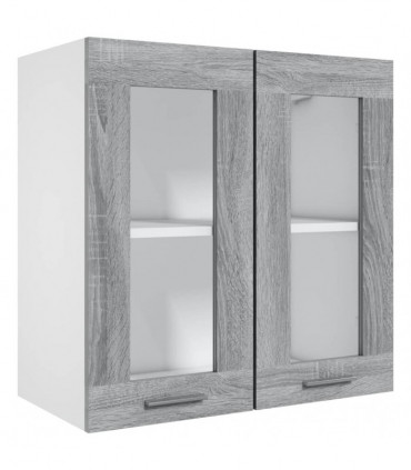 Hanging Glass Cabinet Grey Sonoma 60x31x60 cm Engineered Wood