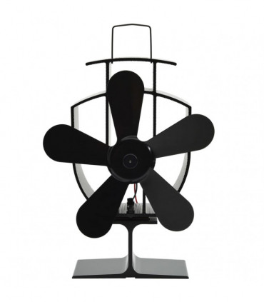 Heat Powered Stove Fan 5 Blades Black