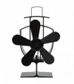 Heat Powered Stove Fan 5 Blades Black