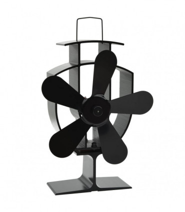 Heat Powered Stove Fan 5 Blades Black