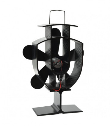 Heat Powered Stove Fan 5 Blades Black