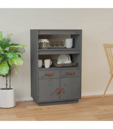 Highboard Grey 67x40x108.5 cm Solid Wood Pine