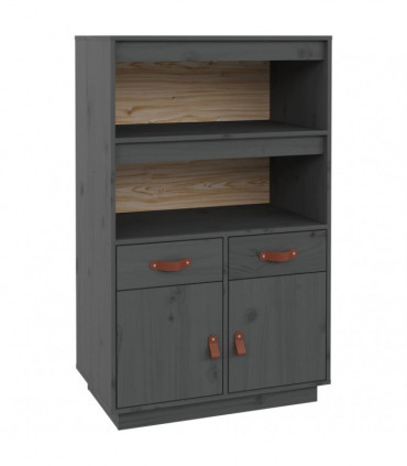 Highboard Grey 67x40x108.5 cm Solid Wood Pine