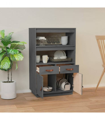 Highboard Grey 67x40x108.5 cm Solid Wood Pine