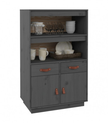 Highboard Grey 67x40x108.5 cm Solid Wood Pine