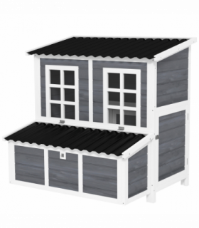 PawHut Wooden Chicken Coop w/ Nesting Box for 4-6 Chickens, 100 x 86 x 100cm