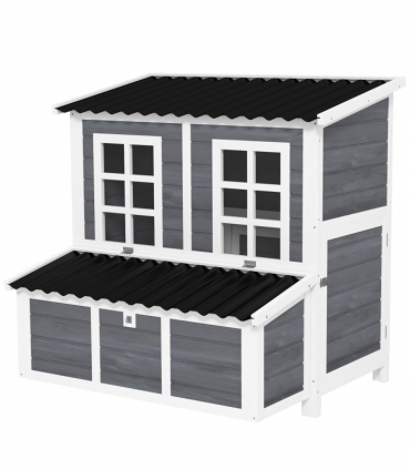 PawHut Wooden Chicken Coop w/ Nesting Box for 4-6 Chickens, 100 x 86 x 100cm