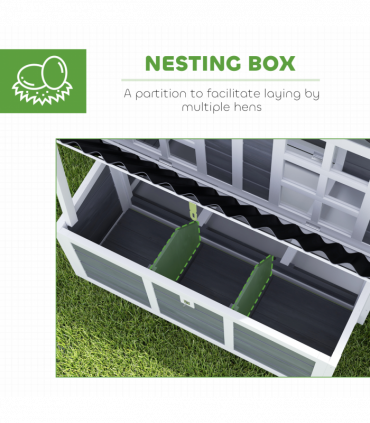 PawHut Wooden Chicken Coop w/ Nesting Box for 4-6 Chickens, 100 x 86 x 100cm