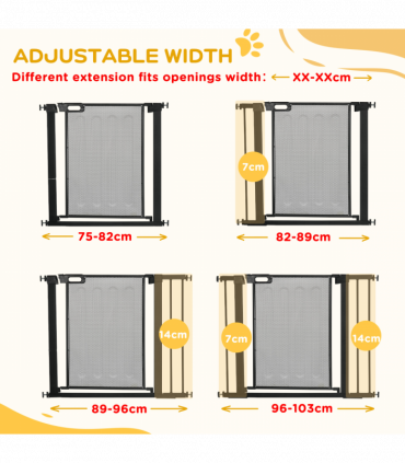 Pressure Fit Safety Gate for Doors Dog Gate Auto Close, 75-103 cm Black PawHut