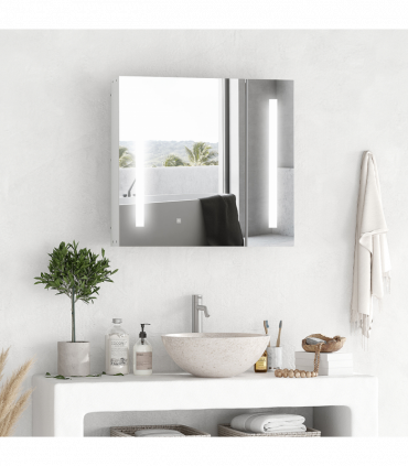 kleankin LED Illuminated Mirror Cabinet  Lights, Touch Switch, for Bathroom