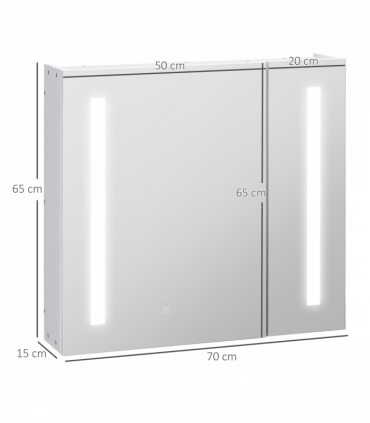 kleankin LED Illuminated Mirror Cabinet  Lights, Touch Switch, for Bathroom