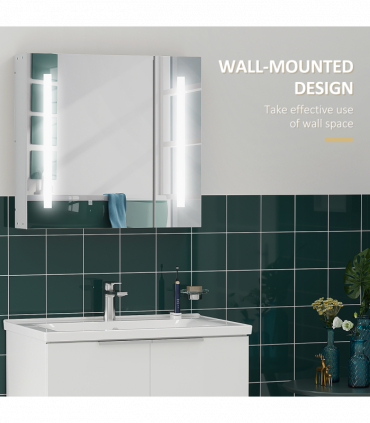 kleankin LED Illuminated Mirror Cabinet  Lights, Touch Switch, for Bathroom