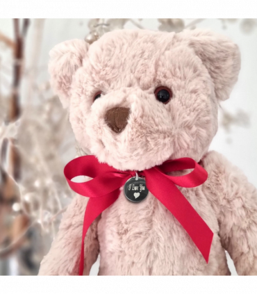 I Love You Teddy Bear  & Engraved Charm