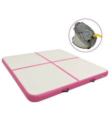 vidaXL Inflatable Gymnastics Mat with Pump 200x200x15 cm PVC Pink