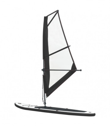 Inflatable Stand Up Paddleboard with Sail Set Black and White