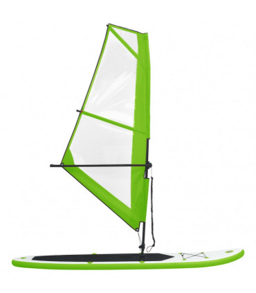Inflatable Stand Up Paddleboard with Sail Set Green and White