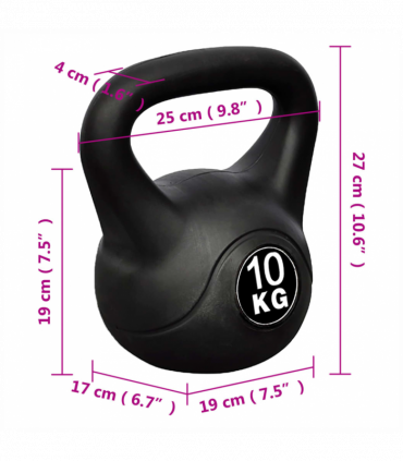 Kettlebell 10 kg Concrete with Plastic Coated