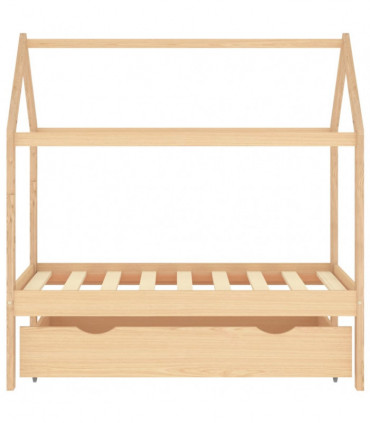 Kids Bed Frame with a Drawer Solid Pine Wood 70x140 cm