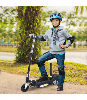 Kids Foldable Electric Powered Scooter 120W Toy Brake Kickstand Black HOMCOM