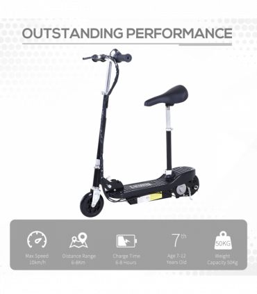 Kids Foldable Electric Powered Scooter 120W Toy Brake Kickstand Black HOMCOM