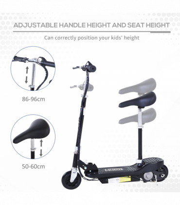 Kids Foldable Electric Powered Scooter 120W Toy Brake Kickstand Black HOMCOM