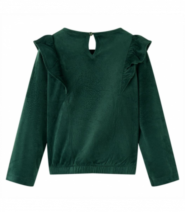 Kids' Blouse with Ruffles Dark Green 128