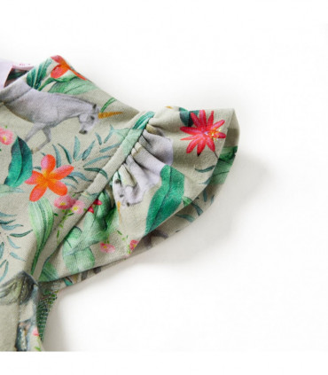 Kids' Dress with Flying Sleeves Light Khaki 116