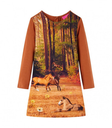 Kids' Dress with Long Sleeves Cognac 116