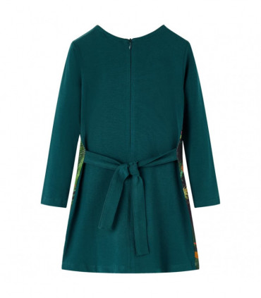 Kids' Dress with Long Sleeves Dark Green 104