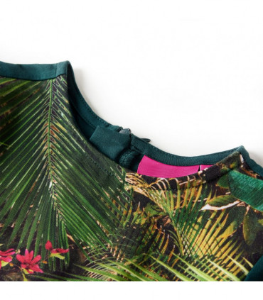 Kids' Dress with Long Sleeves Dark Green 116