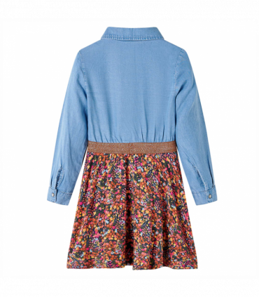 Kids' Dress with Long Sleeves Navy and Denim Blue 104