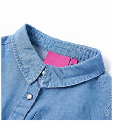 Kids' Dress with Long Sleeves Navy and Denim Blue 116