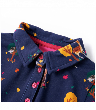 Kids' Dress with Long Sleeves and Drawstring Navy 116