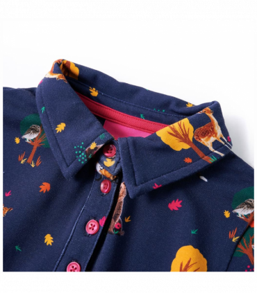 Kids' Dress with Long Sleeves and Drawstring Navy 128