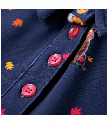 Kids' Dress with Long Sleeves and Drawstring Navy 128