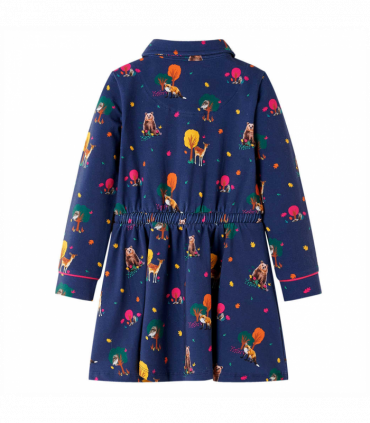Kids' Dress with Long Sleeves and Drawstring Navy 92