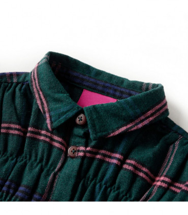 Kids' Dress with Long Sleeves and Ruffles Dark Green 104