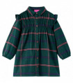 Kids' Dress with Long Sleeves and Ruffles Dark Green 92