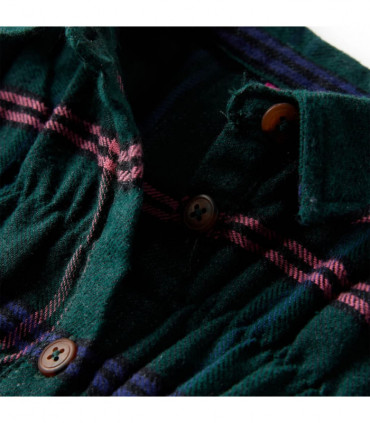 Kids' Dress with Long Sleeves and Ruffles Dark Green 92