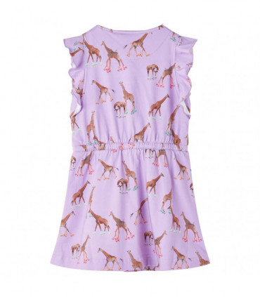 Kids' Dress with Ruffle Sleeves and Drawstring Lila 116