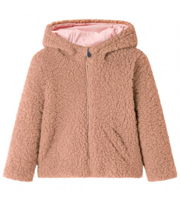 Kids' Hooded Jacket Teddy Faux Fur Light Cognac 104