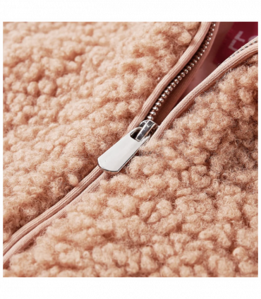 Kids' Hooded Jacket Teddy Faux Fur Light Cognac 116