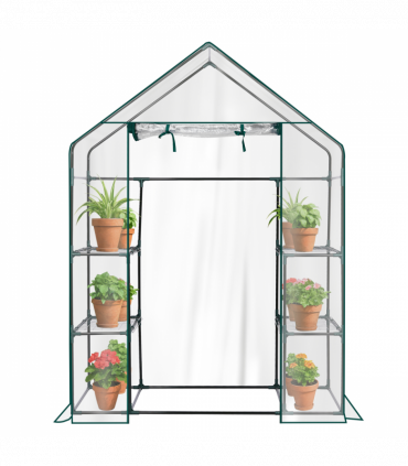 Mini Walk-in Greenhouse with PVC Cover, 4-Shelf Indoor Outdoor Plant Gardening Green House for Garden Backyard, 56" x 29" x 77", Transparent
