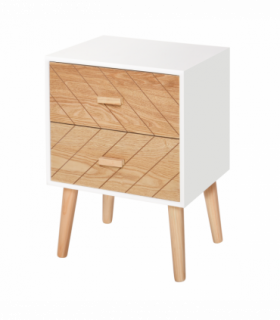 Nordic Style 2 Drawers Side Cabinet Wooden Bedside Table Storage Chest